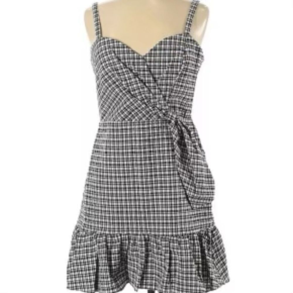 Parker Black & White Gingham Print Dress